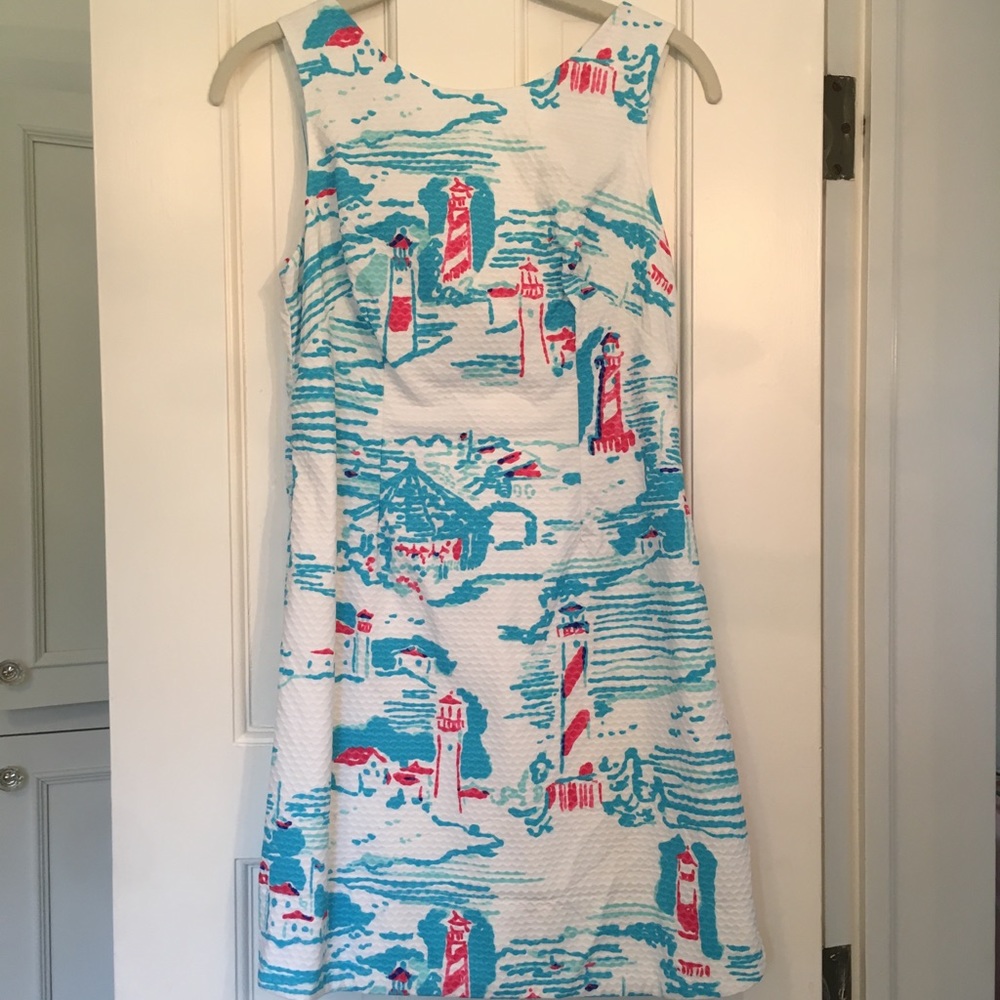 Lilly Pulitzer dress with lighthouse pattern